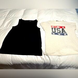 USA sleeveless, Kim Rogers, slit sides at bottom, set of 2 shirts